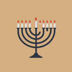 Image of a Menorah, a Jewish candelabra, with lit candles.