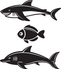 Fototapeta premium Fish and Marine Life Silhouettes