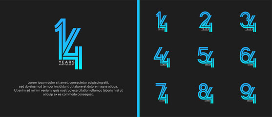 anniversary vector logo set, blue color can be use for celebration