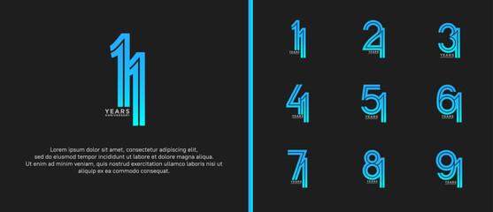 anniversary vector logo set, blue color can be use for celebration