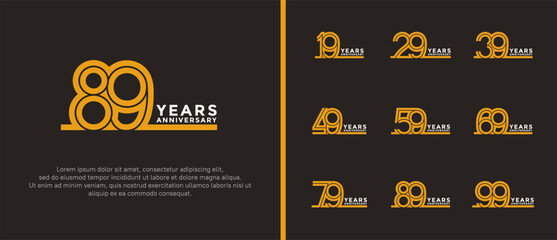 Naklejka premium anniversary vector logo set, orange and white color can be use for celebration