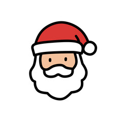 Santa Claus, A cheerful face of Santa with a red hat, white beard, and rosy cheeks.
