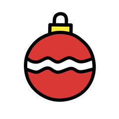 Obraz premium Christmas Ornament, A round red bauble with a white wavy design, used to decorate Christmas trees.
