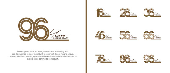 anniversary vector logo set, brown color and black handwriting can be use for celebration