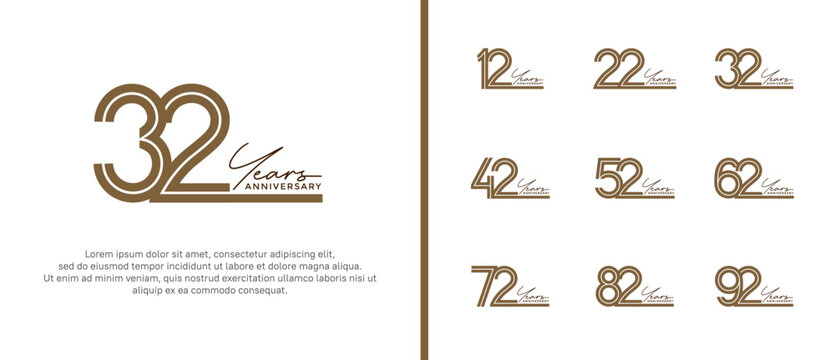 anniversary vector logo set, brown color and black handwriting can be use for celebration - Powered by Adobe