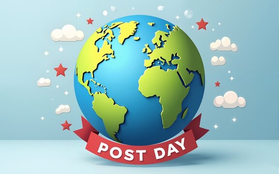 World Post Day. Horizontal banner. Vector illustration with letters and globe. High quality