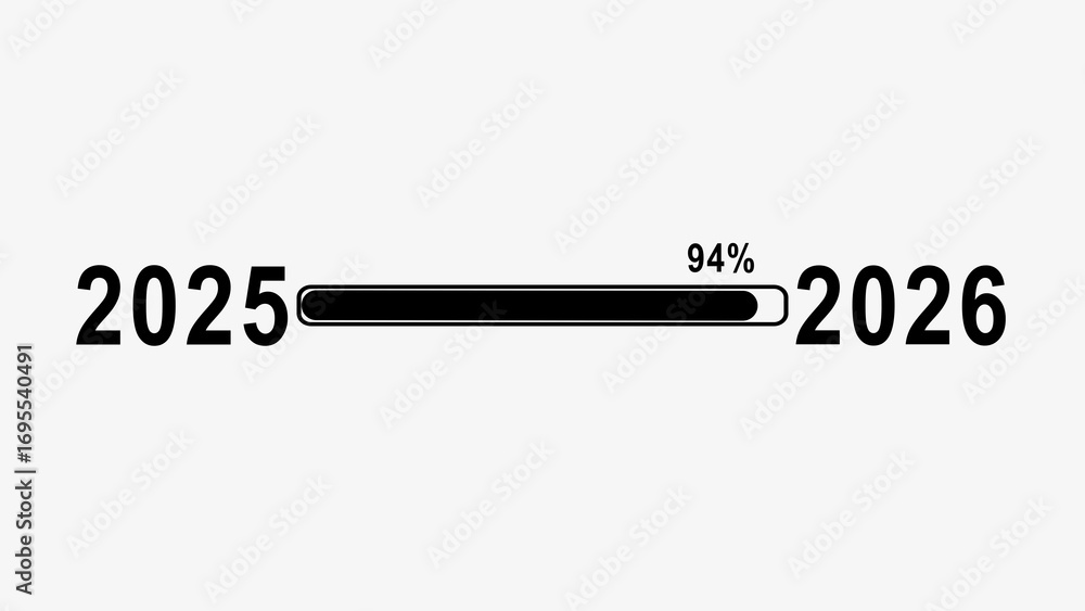 Poster progress bar visualization displaying 94% completion of 2025 toward the year 2026