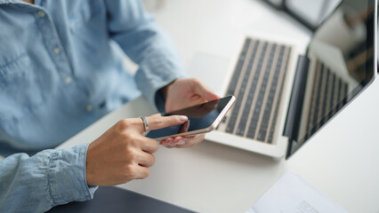 Businessman with Smartphone working mobile devices cell telephone technology e-commerce smartphone...