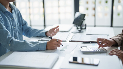 business man Auditor or internal revenue service staff checking annual financial statements company...