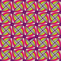 seamless geometric pattern, Abstract seamless pattern featuring teardrop-shaped elements in vibrant colors such as pink