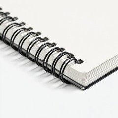 Blank Spiral Notebook with Open Pages on White Background
