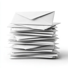 Neat Stack of White Envelopes on a Clean White Background