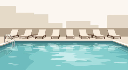 Obraz premium Relaxing Swimming Pool Illustration for Marketing and Advertising in Paradise Area