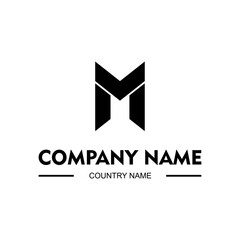 A contemporary logo featuring a bold, minimalist 'M' symbol above customizable text for company branding purposes.