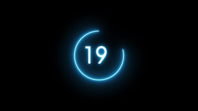 24 seconds timer number animation.  Countdown timer from 24 to 0 seconds.