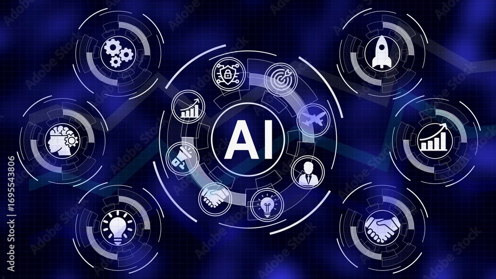 Aufkleber artificial intelligence technology concepts represented by futuristic circular diagrams and graphics