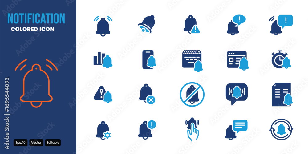 Poster notification colored icon set vector design good for web and mobile app