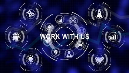 Work with us concept represented through business and startup technological symbols