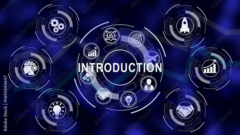 Leinwandbilder business introduction concept featuring icons and data visualization displaying important concepts
