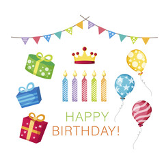 Birthday elements collection in flat free style