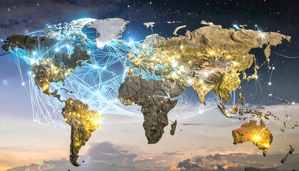 Global network map at dusk