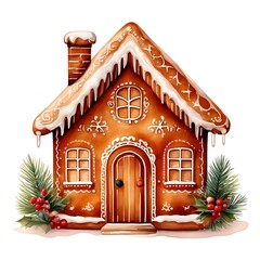 Festive gingerbread house illustration
