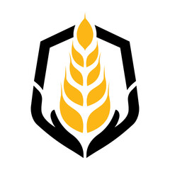 wheat shield abstract vector logo