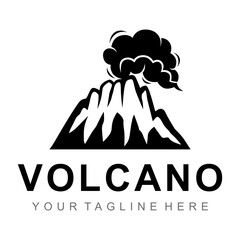 volcano logo erupting silhouette vector