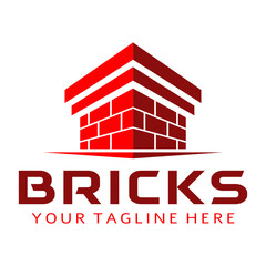 red fort building brick logo vector
