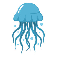 blue jellyfish vector illustration logo