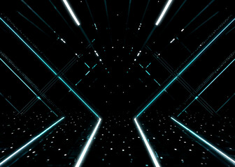 Futuristic neon grid on black background