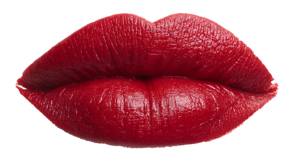 Luscious Ruby Lips A Close Up of Perfectly Painted Mouth on Transparent Background Ideal for Beauty Projects