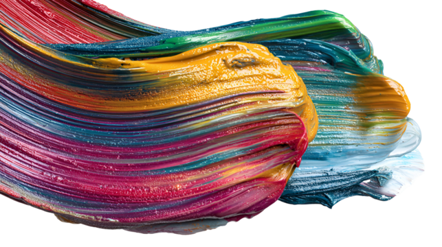 Layered Acrylic Paint Swirl with Rich Tones on Transparent Background for Artistic Compositions