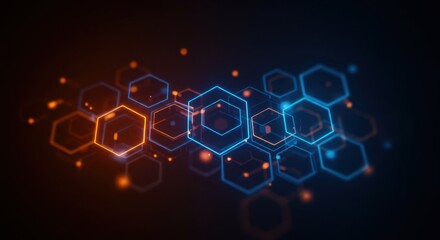 Abstract Glowing Hexagon Network