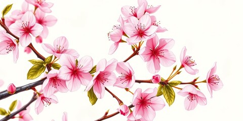 Delicate pink cherry blossoms in rustic watercolor, seamless vintage pattern, soft, surface