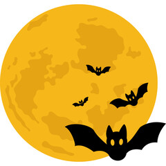 Halloween Bats and Moon