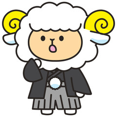 和装の羊　ひつじのキャラクター