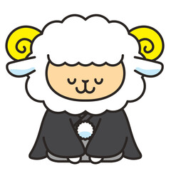 和装の羊　ひつじのキャラクター