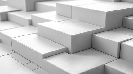 Obraz premium Monochrome Abstract Stacked Cubes Pattern in White Shades and Texture