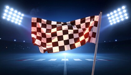 Futuristic checkered flag in AI digital dashboard design
