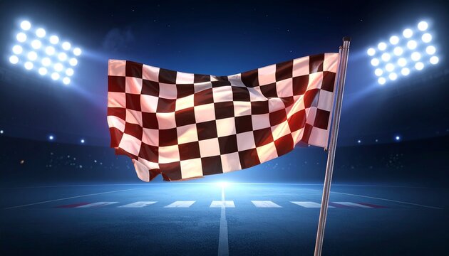 Futuristic checkered flag in AI digital dashboard design
