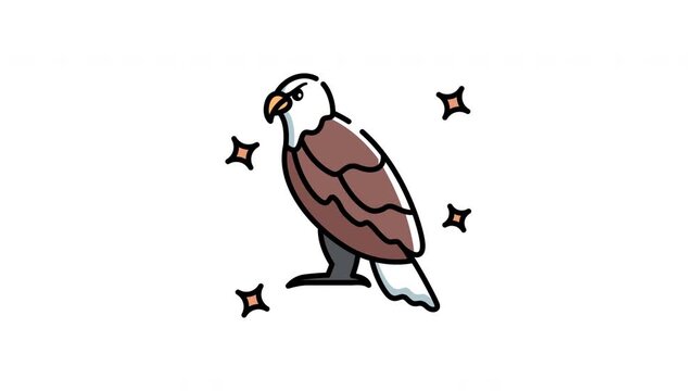 Eagle bird icon eagle with sparkling stars surrounding it majestic symbol of freedom soaring high.