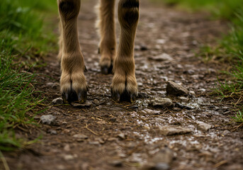 Fototapeta premium Animal paws on dirt path