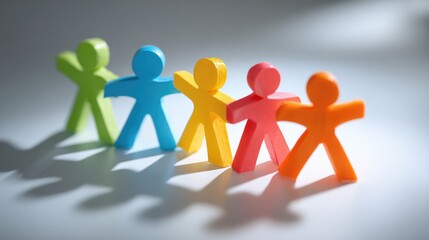 Abstract teamwork concept featuring interlocking geometric shapes in a minimalist composition with soft lighting.