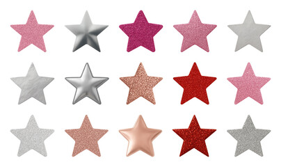 PNG Colorful glittery star shapes, element set on transparent background