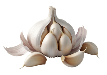 Fresh Garlic Bulb and Cloves Still Life Isolated on Black Background Culinary Ingredient and Flavor Enhancer for Cooking and Healthy Diet