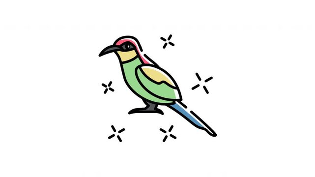 animation of Bee eater a bird adorned with sparkling decorations creates a dazzling eye catching portrait.