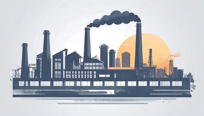 Fototapeta premium Industrial landscape at dawn