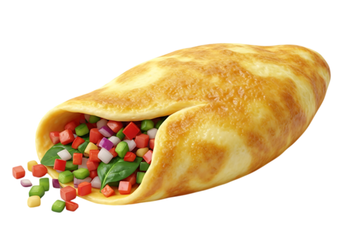 Delicious and colorful omelette with vegetables on a clean black background perfect for breakfast or brunch menus and healthy eating concept presentation great for blog posts and recipe ideas