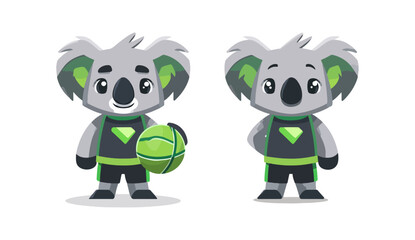 Fototapeta premium Cartoon koalas playing basketball